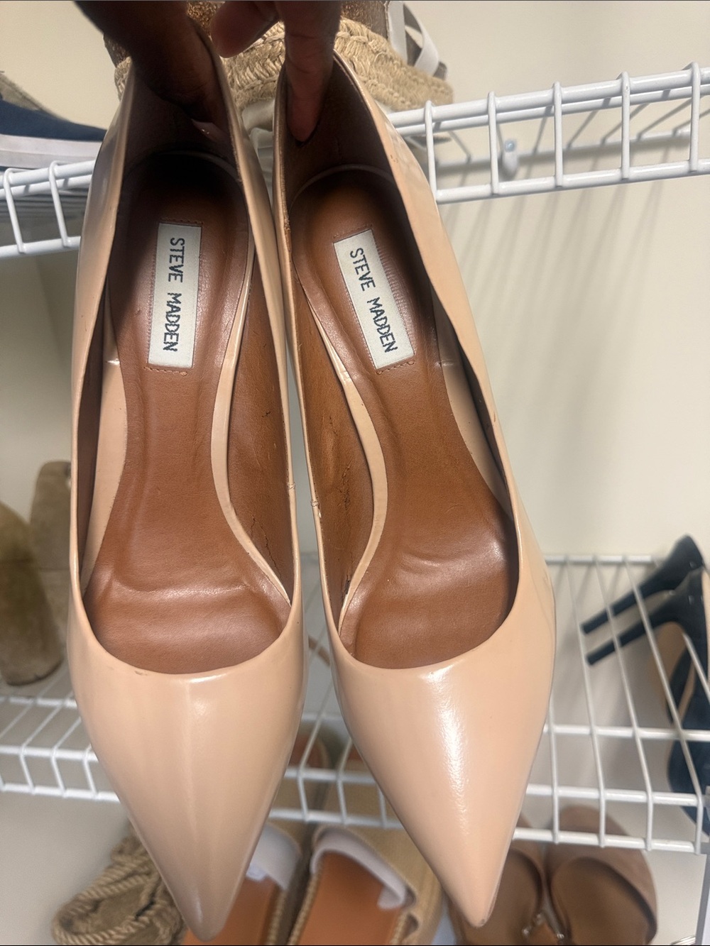 Steve Madden Nude Patent Pointed-Toe Pumps